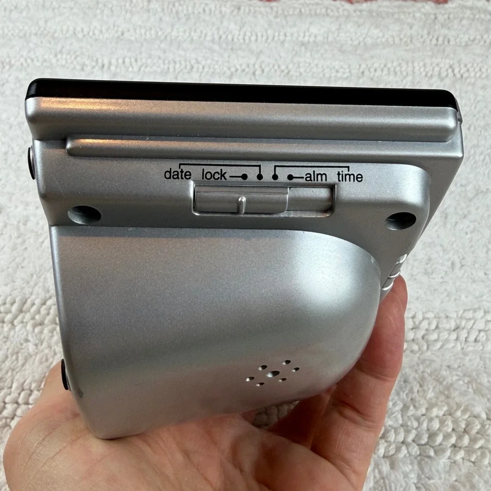 Timex Digital Alarm Clock Silver Black LCD Display Snooze Light T121B